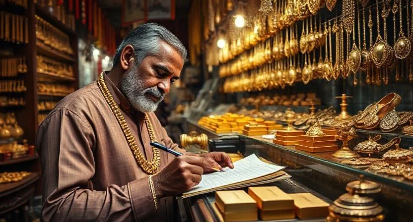 Gold Jeweller Calculating Prices